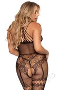 Leg Avenue Net And Lace Strappy Halter Bodystocking With...