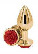 Rear Assets Rose Aluminum Anal Plug - Medium - Red/gold