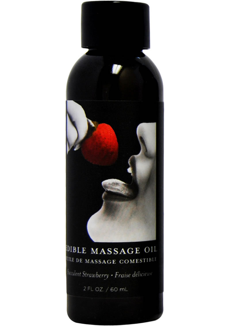 Earthly Body Hemp Seed Edible Massage Oil Succulent Strawberry 2oz